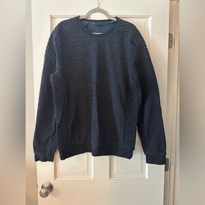 Scotch & Soda 100% Cotton Navy Quilted Long Sleeve Crewneck Pullover Sweater